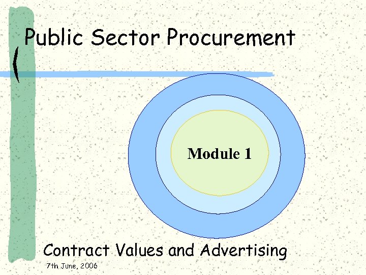 Public Sector Procurement Module 1 Contract Values and Advertising 7 th June, 2006 