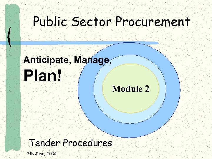 Public Sector Procurement Anticipate, Manage, Plan! Module 2 Tender Procedures 7 th June, 2006