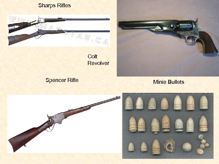 Sharps Rifles Colt Revolver Spencer Rifle Minie Bullets 