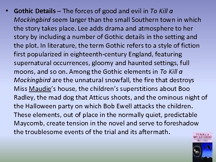  • Gothic Details – The forces of good and evil in To Kill