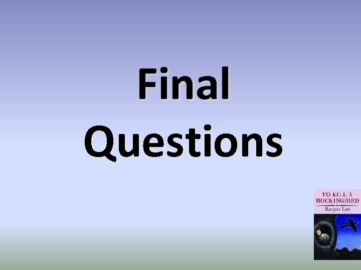 Final Questions 