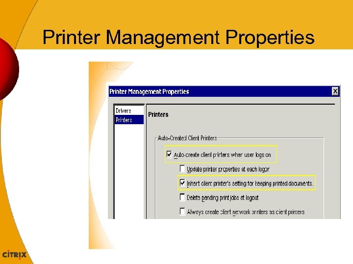Printer Management Properties 
