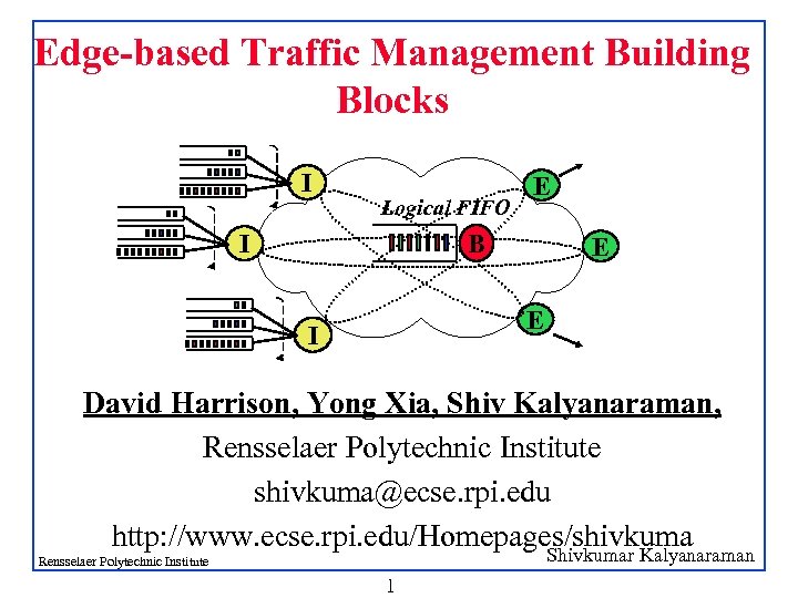 Edge-based Traffic Management Building Blocks I Logical FIFO E B I E E I