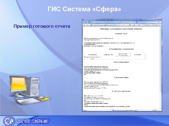 ГИС Система «Сфера» Пример готового отчета 