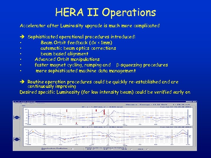 HERA II Operations Accelerator after Luminosity upgrade is much more complicated Sophisticated operational procedures