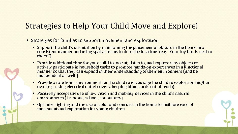 Strategies to Help Your Child Move and Explore! • Strategies for families to support
