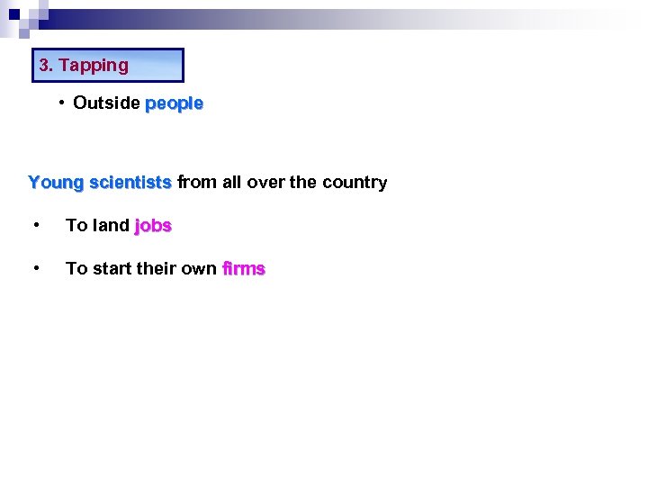 3. Tapping • Outside people Young scientists from all over the country • To