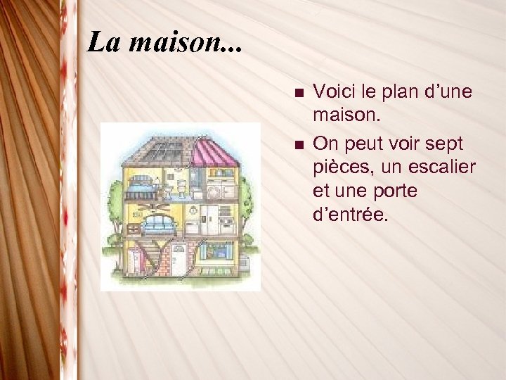 La maison. . . n n Voici le plan d’une maison. On peut voir