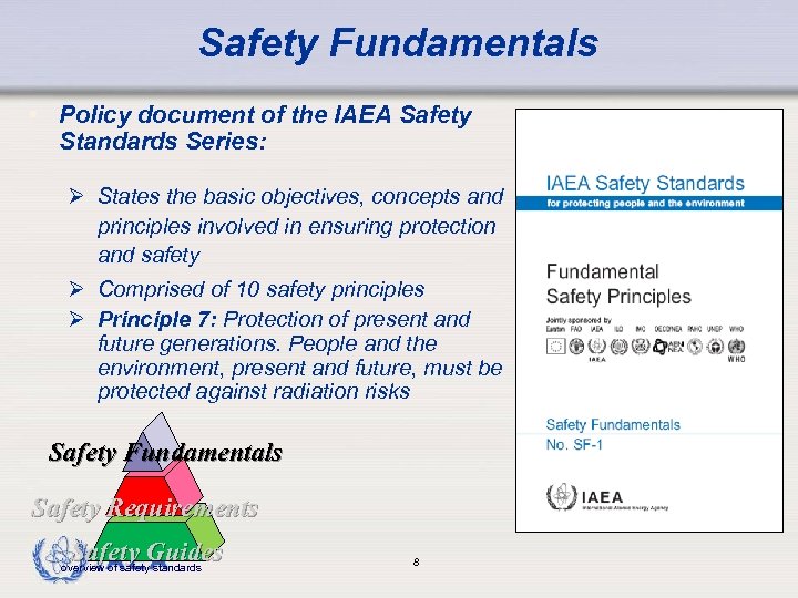 Safety Fundamentals • Policy document of the IAEA Safety Standards Series: Ø States the