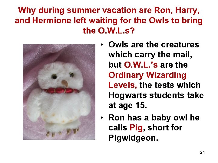 Why during summer vacation are Ron, Harry, and Hermione left waiting for the Owls