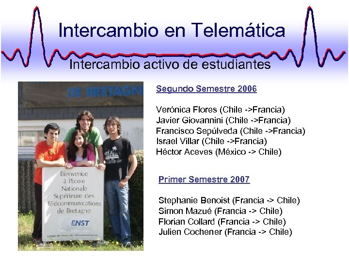 Intercambio en Telemática Intercambio activo de estudiantes Segundo Semestre 2006 Verónica Flores (Chile ->Francia)