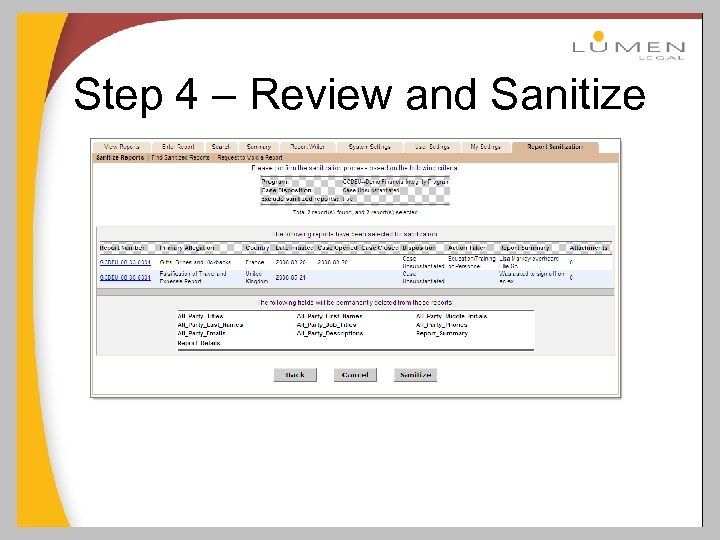 Step 4 – Review and Sanitize 