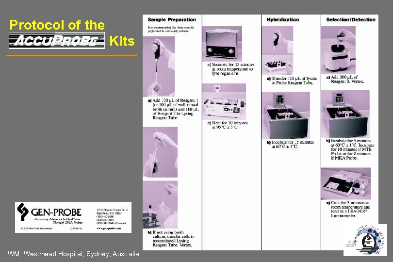 Protocol of the Kits WM, Westmead Hospital, Sydney, Australia 