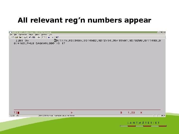 All relevant reg’n numbers appear 