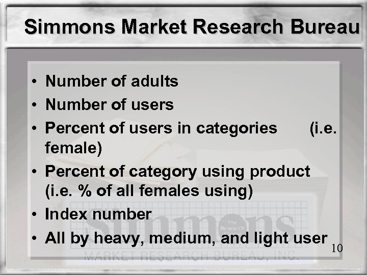 Simmons Market Research Bureau • Number of adults • Number of users • Percent