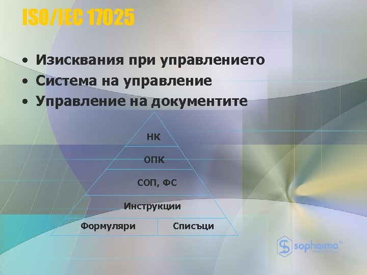 ISO/IEC 17025 • Изисквания при управлението • Система на управление • Управление на документите