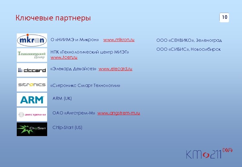 Ключевые партнеры О «НИИМЭ и Микрон» 10 www. mikron. ru НПК «Технологический центр МИЭТ»