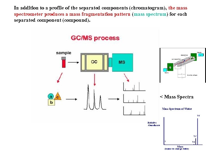 In addition to a profile of the separated components (chromatogram), the mass spectrometer produces