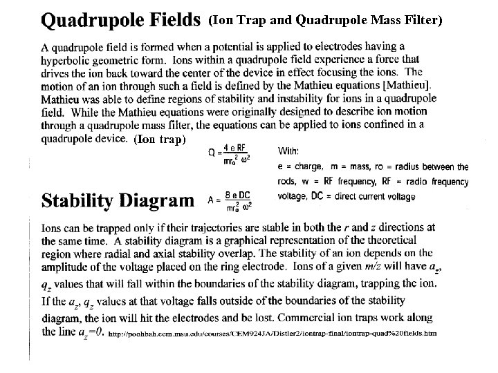 (Ion Trap and Quadrupole Mass Filter) (Ion trap) 