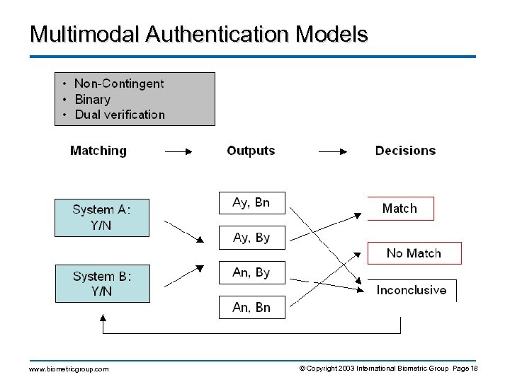 Multimodal Authentication Models www. biometricgroup. com © Copyright 2003 International Biometric Group Page 18