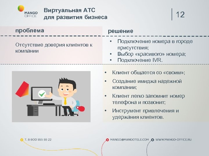 Виртуальная АТС для развития бизнеса проблема 12 решение • Отсутствие доверия клиентов к компании