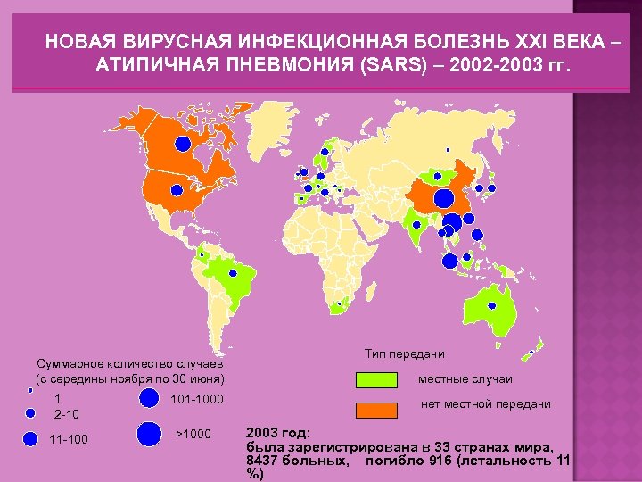 НОВАЯ ВИРУСНАЯ ИНФЕКЦИОННАЯ БОЛЕЗНЬ XXI ВЕКА – АТИПИЧНАЯ ПНЕВМОНИЯ (SARS) – 2002 -2003 гг.