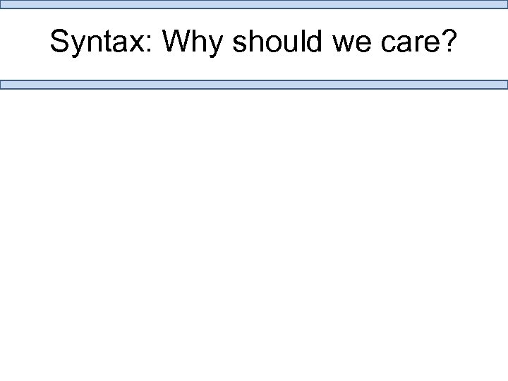Syntax: Why should we care? 