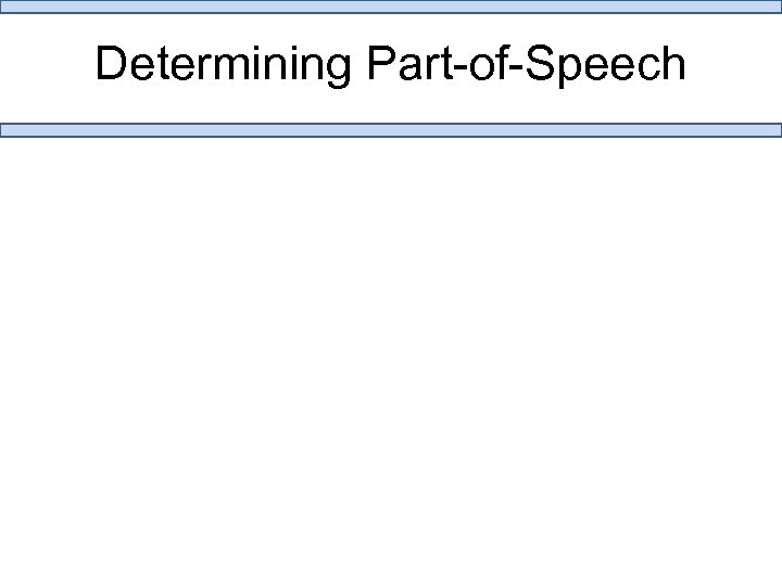 Determining Part-of-Speech 