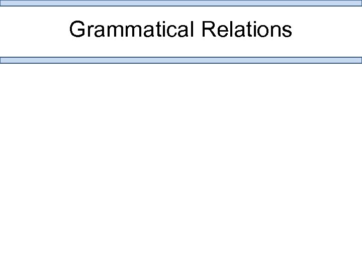 Grammatical Relations 
