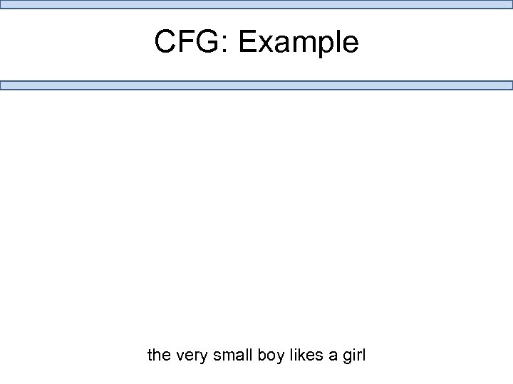 CFG: Example the very small boy likes a girl 