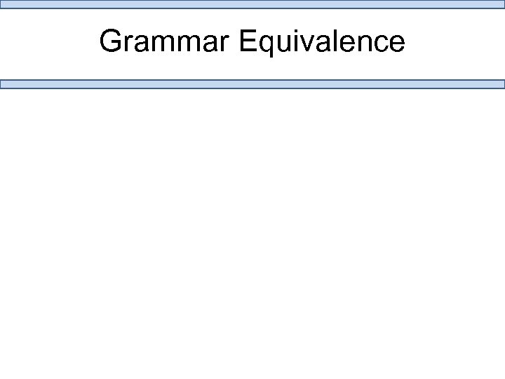 Grammar Equivalence 
