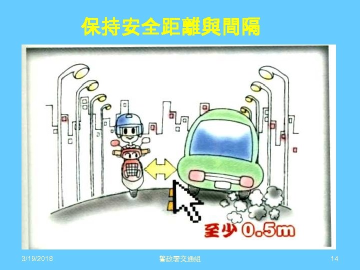 保持安全距離與間隔 3/19/2018 警政署交通組 14 