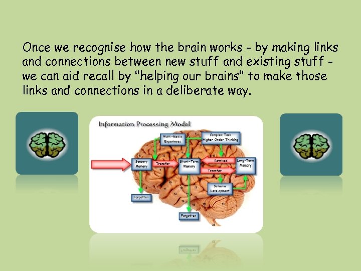 Once we recognise how the brain works - by making links and connections between