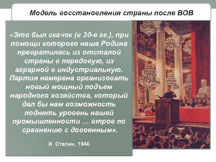 Экономические дискуссии 1945 -1946 ВОВ Модель восстановления страны послегг. «Это был скачок (в 30