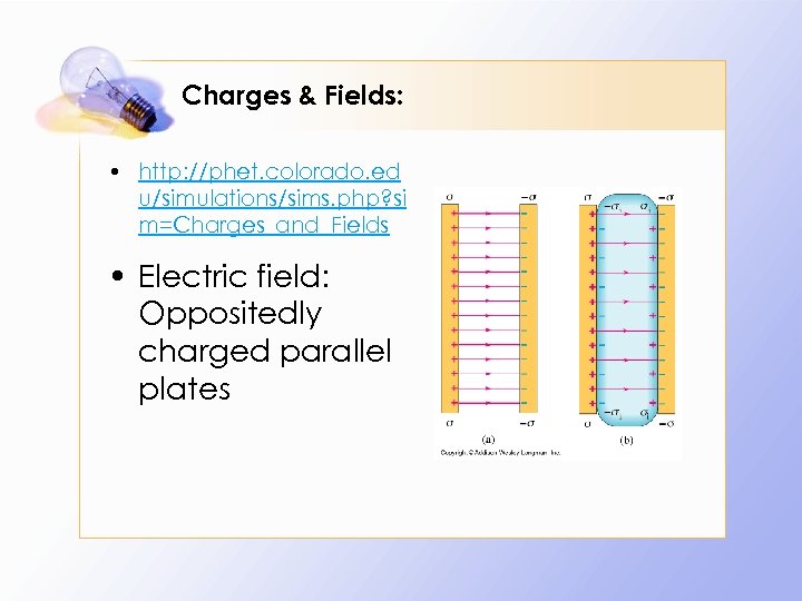 Charges & Fields: • http: //phet. colorado. ed u/simulations/sims. php? si m=Charges_and_Fields • Electric