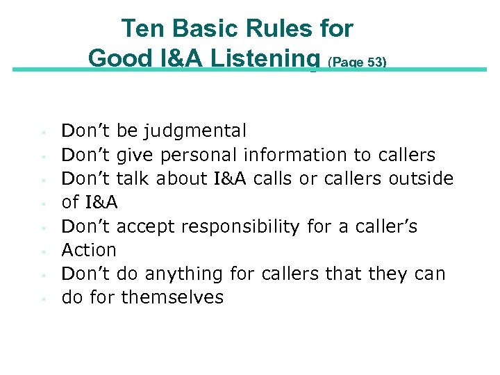 Ten Basic Rules for Good I&A Listening (Page 53) ▪ ▪ ▪ ▪ Don’t