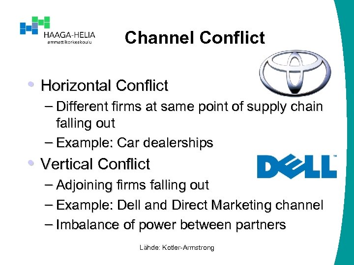 Channel Conflict • Horizontal Conflict – Different firms at same point of supply chain