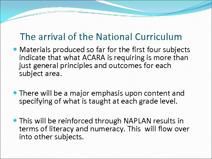 The arrival of the National Curriculum Materials produced so far for the first four
