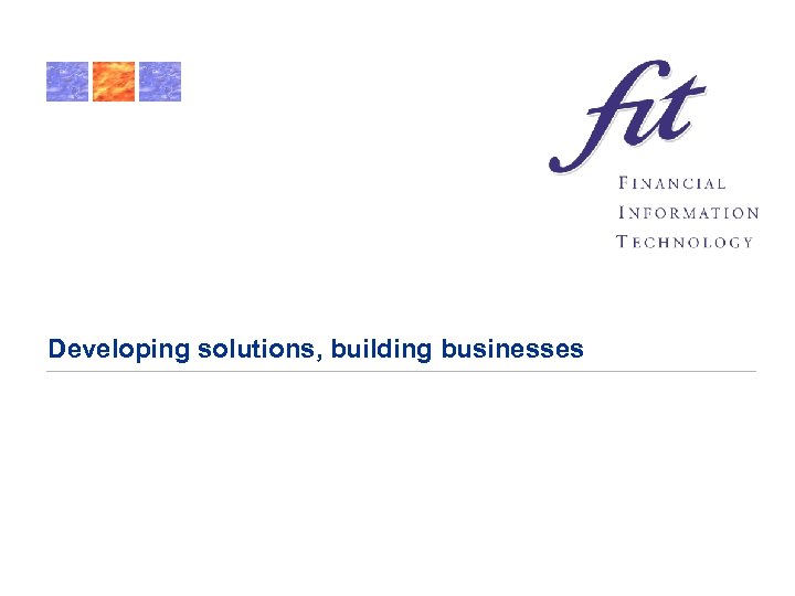 Developing solutions, building businesses 