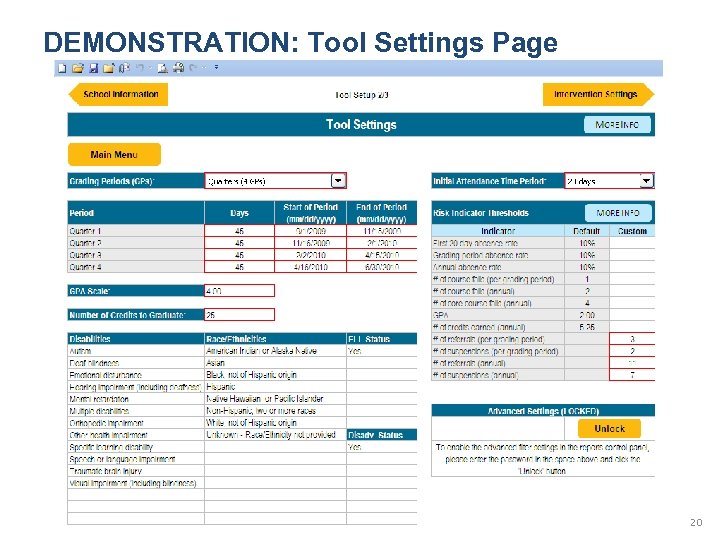 DEMONSTRATION: Tool Settings Page 20 