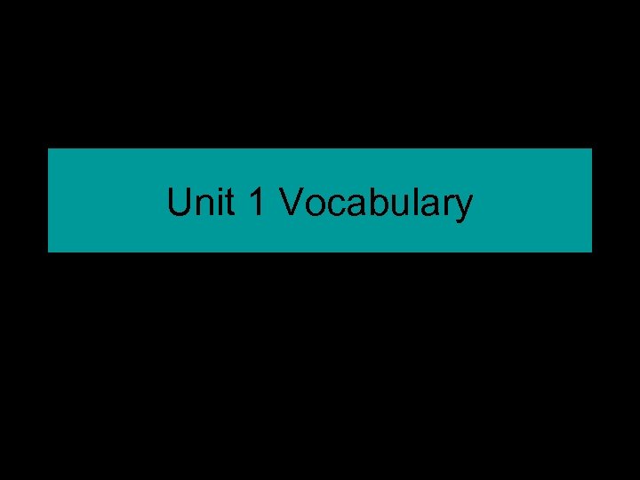 Unit 1 Vocabulary 