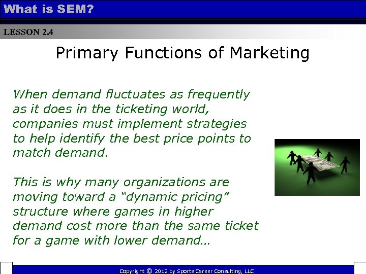 What is SEM? LESSON 2. 4 Primary Functions of Marketing When demand fluctuates as