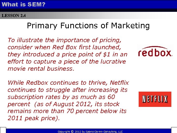 What is SEM? LESSON 2. 4 Primary Functions of Marketing To illustrate the importance