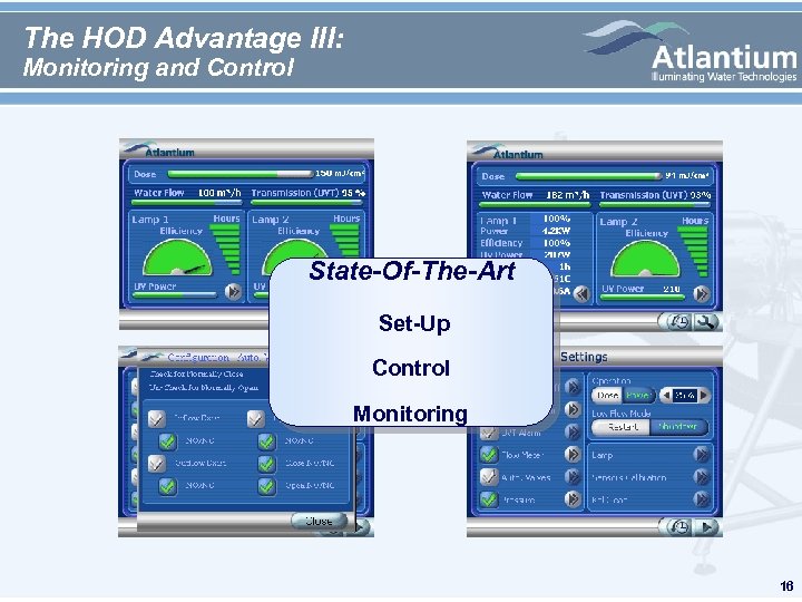 The HOD Advantage III: Monitoring and Control State-Of-The-Art Set-Up Control Monitoring 16 