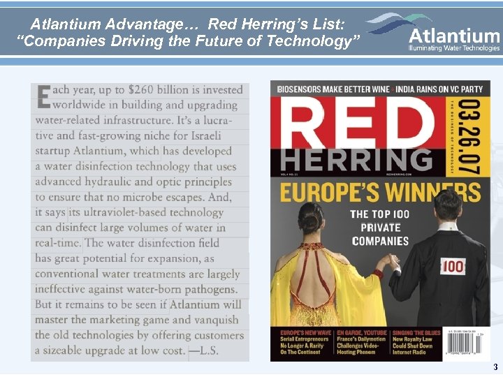 Atlantium Advantage… Red Herring’s List: “Companies Driving the Future of Technology” 3 