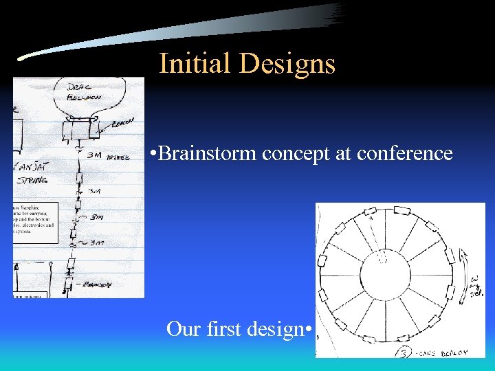 Initial Designs • Brainstorm concept at conference Our first design • 