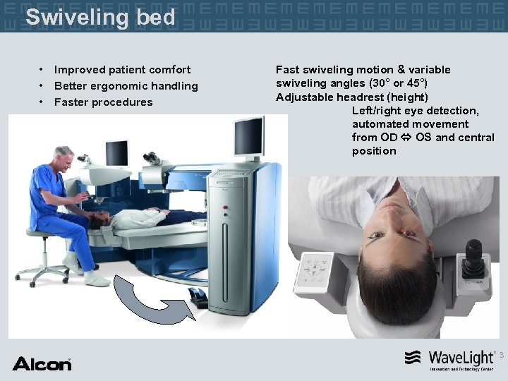 Swiveling bed • • • Improved patient comfort Better ergonomic handling Faster procedures Fast