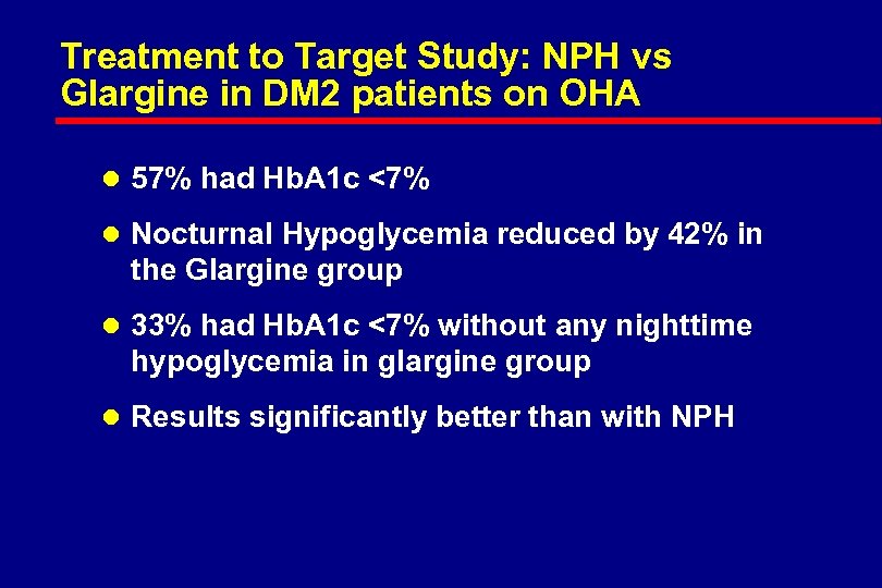 Treatment to Target Study: NPH vs Glargine in DM 2 patients on OHA l