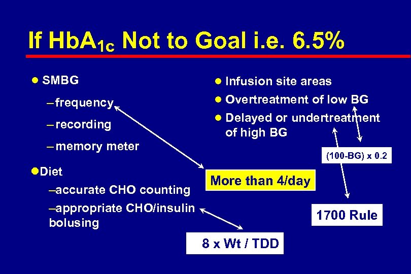 If Hb. A 1 c Not to Goal i. e. 6. 5% l SMBG