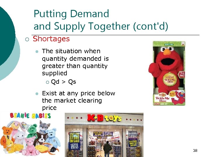 Putting Demand Supply Together (cont'd) ¡ Shortages l The situation when quantity demanded is
